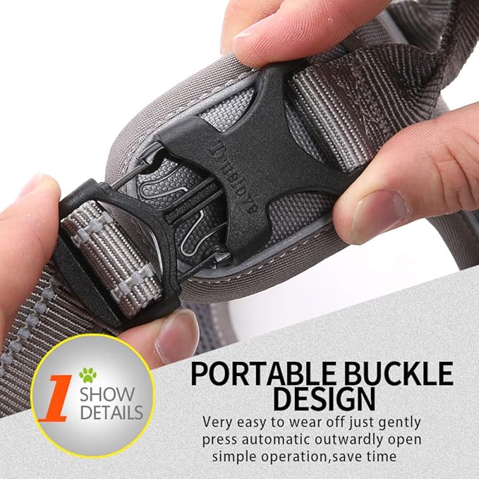 Truelove No Pull Dog Harness with Easy Control Handle and 2 Leash Attachments,Reflective Adjustable Pet Vest-Mewly Pet