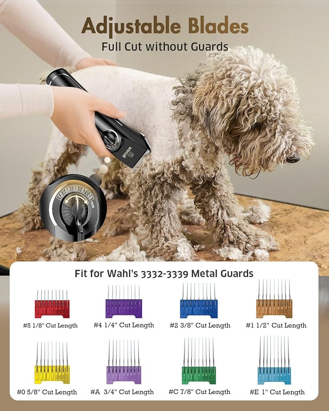 oneisall Dog Clippers for Grooming Doodles Poodles Thick Curly Hair,Low Noise Heavy Duty Dog Grooming Kit with Detachable Metal Blades-Mewly Pet