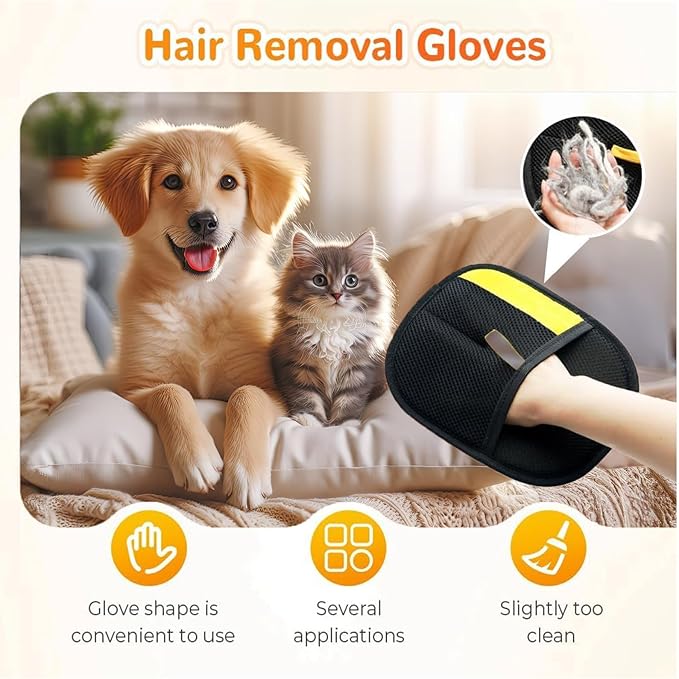 2PC Pet Hair Removal Glove,2025 New Reusable Pet Hair Removal Tool, Suitable for Bed Sheets, Sofas, Clothes, Carpets, Car Seats, and Static Gloves for Dogs and Cats-Mewly Pet