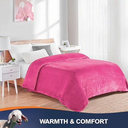 Walensee Fleece Blanket Plush Throw Fuzzy Lightweight (Twin Size 60x80 Hot Pink) Super Soft Microfiber Flannel Blankets for Couch, Bed, Sofa Ultra Luxurious Warm and Cozy for All Seasons