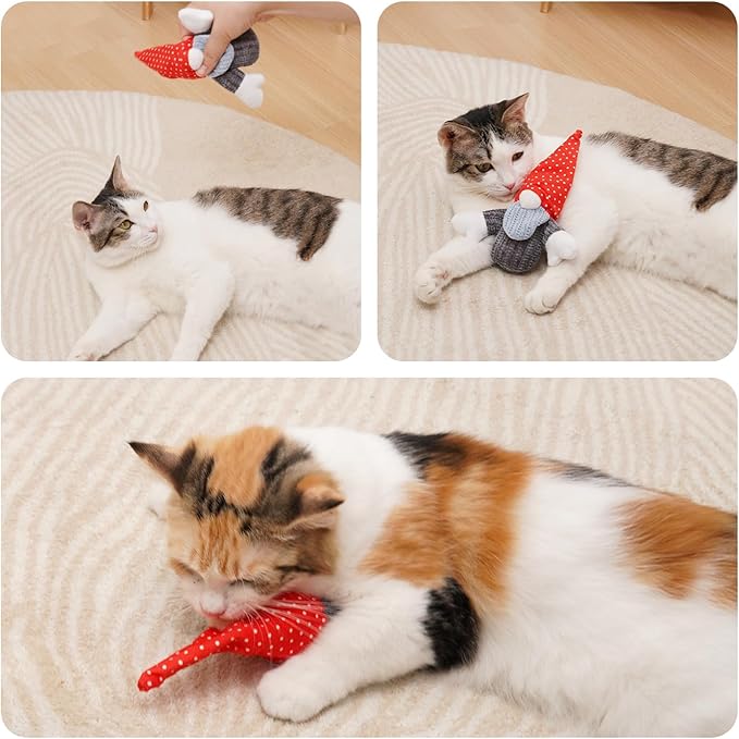 Catnip Toys for Indoor Cats, Paper Sounds 3PCS Plush Rope Cat Chew Toys, Bite Resistant Teething Interactive Catnip Filled Kitten Toy Soft Pet Toy-Mewly Pet