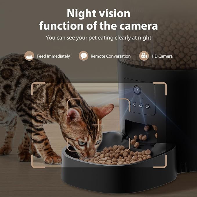 Automatic Cat Feeder with Camera, 1080P HD AI Pet Recognition Recording, 5G WiFi APP Remote Control, Timed Programmable Food Dispenser, Two-Way Audio, with Night Vision Function and Desiccant-Mewly Pet