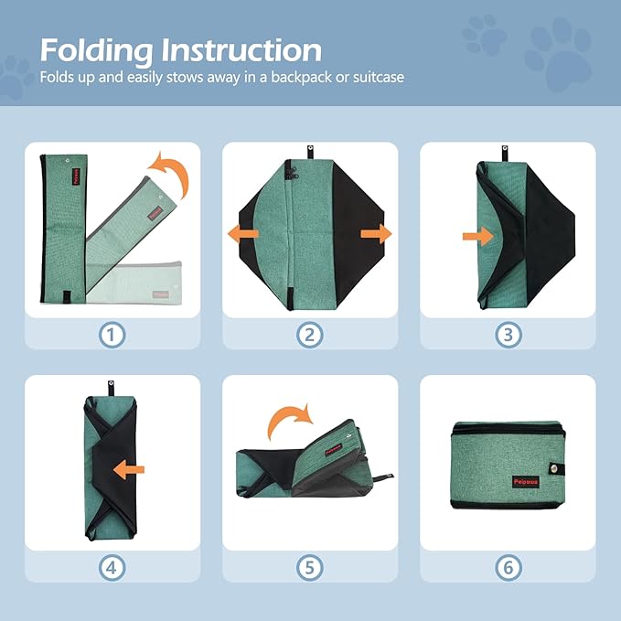 Portable Cat Travel Litter Box. Zipped Lid, Collapsible Litter Box for Cats. No Leakage, No Smell. Easy to Carry. Used for Hotels, Camping, Car (Green, L)-Mewly Pet