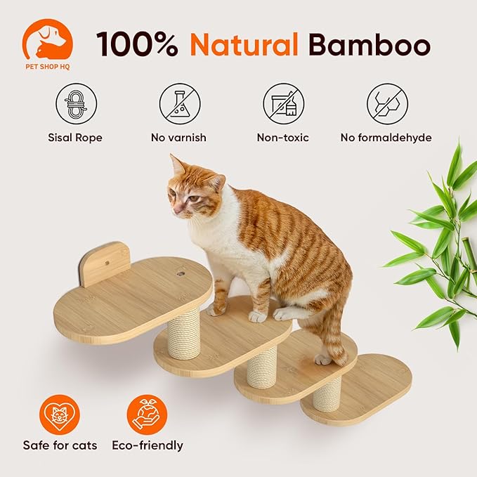 Wall-Mounted Cat Furniture for Climbing - Indoor Wooden Floating Shelves, Perches, Hammock, Bed, Bridges, Walkways - Different Models-Mewly Pet
