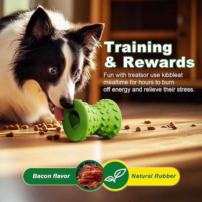 Puppy Toys, Toys for Small Dogs, Dog Treat Toy for Traning, Interactive Toy, Dog Treat Dispenser Toy,Natural Rubber Dumbbell Shaped(Green)-Mewly Pet