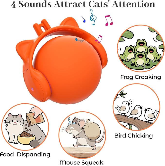 ORSDA Cat Toys for Indoor Cats, New Intelligent Voice Timing Touch Control Cats Ball, Simulate Mouse Sound Kitten Toy, Automatic Interactive Moving Cat Toy for All Ages-Mewly Pet