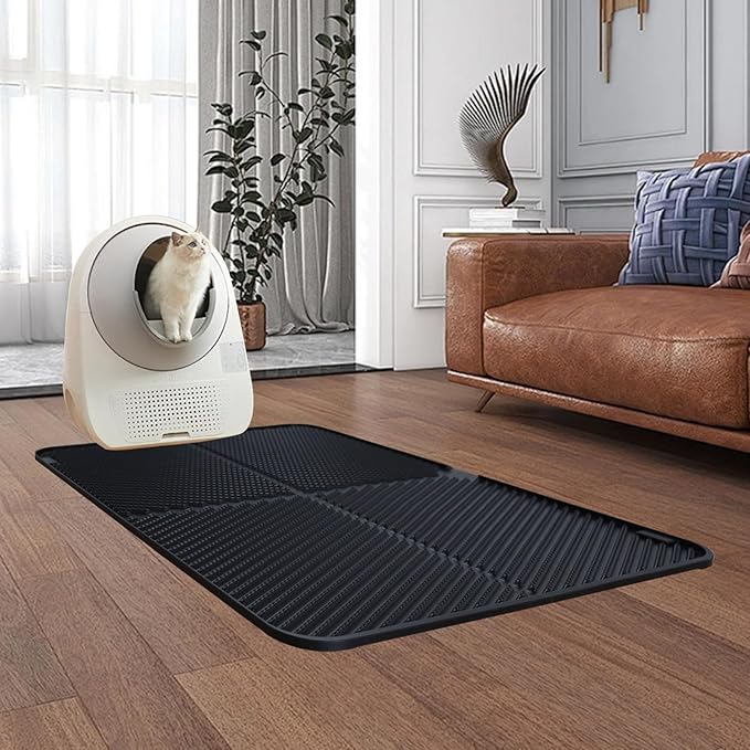Silicone Cat Litter Mat, Scratch-Resistant Litter Trapping Mat, Waterproof & Non-Slip Litter Box Mat, Highly Effective for Collecting Litter, Easy to Clean for Indoor Use-Mewly Pet