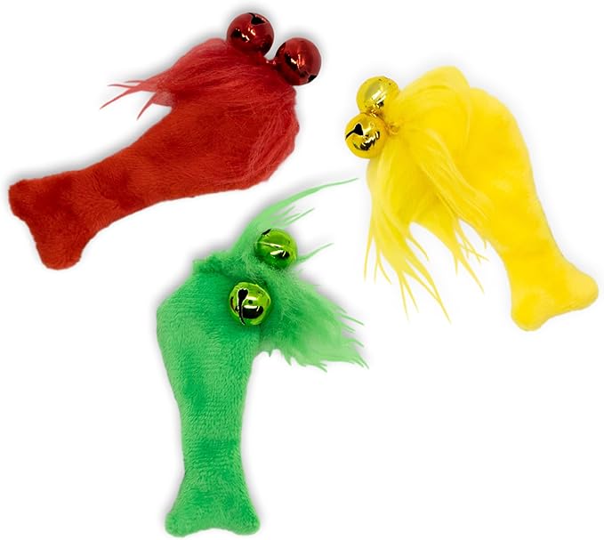 Playology Cat Toy Set | 5-Pack Feather Fish | Interactive Feather Toys for Cats | Stimulating Playtime Fun-Mewly Pet