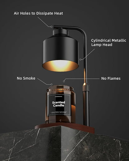 Candle Warmer Lamp with Timer & Dimmer for Yankee Candles, Adjustable Height Candle Warmer for Jar Candles, Wax Melt Lamp for Home Decor & Gifts, Black, 2 Bulbs