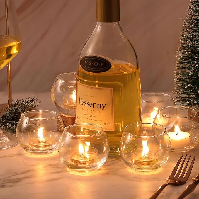 LAMORGIFT 36Pcs Glass Tealight Candle Holders - Bowl Vases for Votive/Floating Candles, Round Vases for Wedding, Engagement, Bridal Shower Parties Table Centerpieces