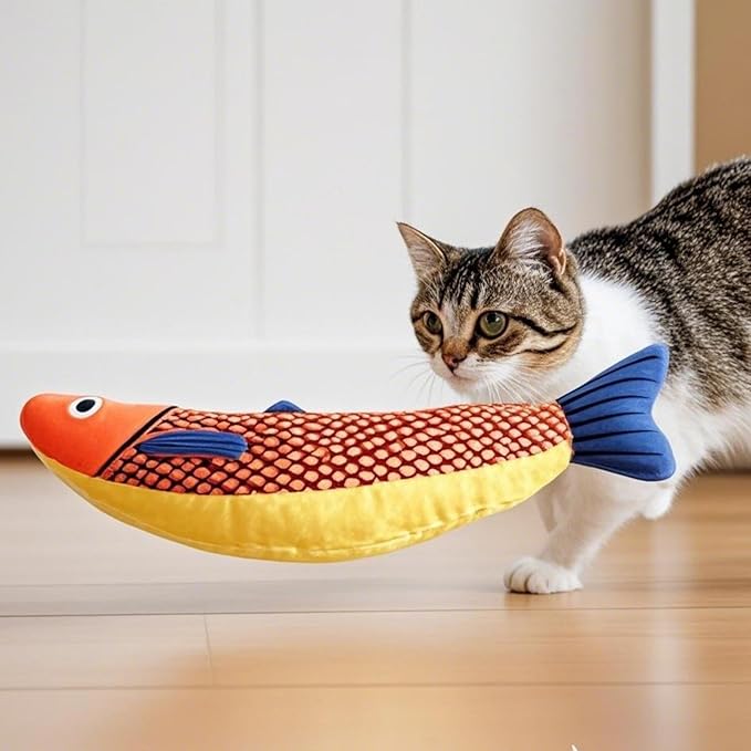 Cat Toys for Bored Indoor Adult Cats - Catnip Toys for Mental Stimulation, Interactive & Durable Kicker Toys for Solo Play, Best for Lazy or Senior Cats (Orange)-Mewly Pet