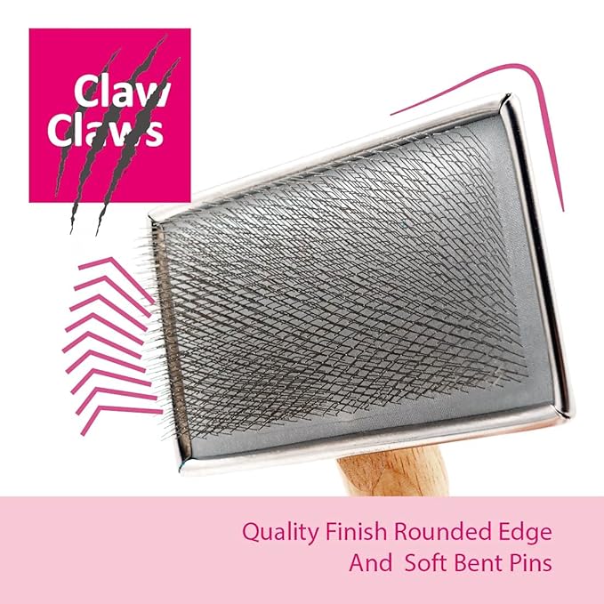 Pet Slicker Brush for Large Dogs, Wooden Handle with Stainless Steel Soft Pins, Gently Remove Tangled, Loose Undercoat and Mats Hair, Pet Grooming Brush Tool (8"), Wool Needle Felting Brush-Mewly Pet