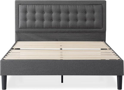 ZINUS Dachelle Upholstered Platform Bed Frame, Mattress Foundation, Wood Slat Support, No Box Spring Needed, Eco Friendly WonderBox (TM) Packaging, Easy Assembly, Dark Grey, Full