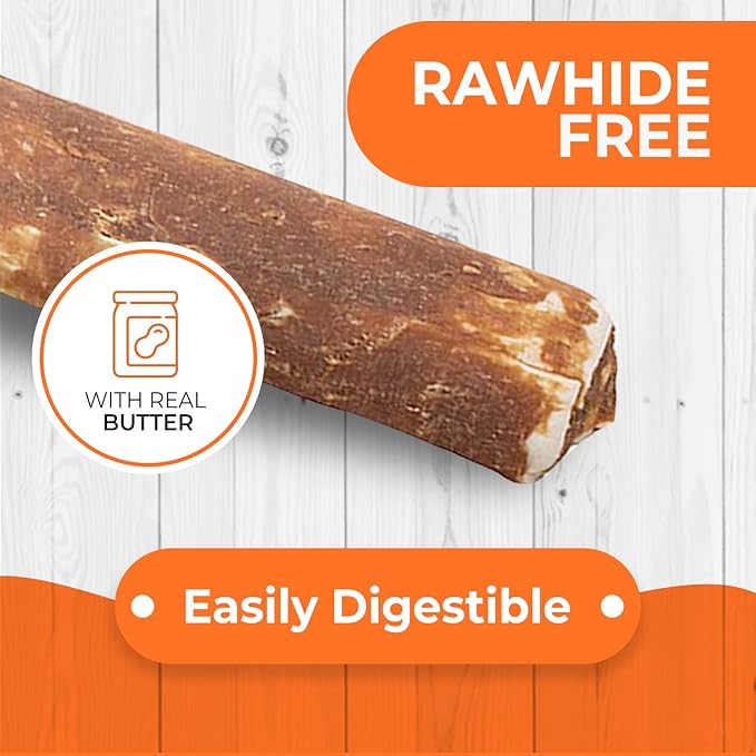 Canine Naturals Peanut Butter Chew - 100% Rawhide Free Dog Treats - Made with Real Peanut Butter - All-Natural and Easily Digestible - 2 Pack of 7 Inch Large Rolls for Dogs 50 lbs and up-Mewly Pet