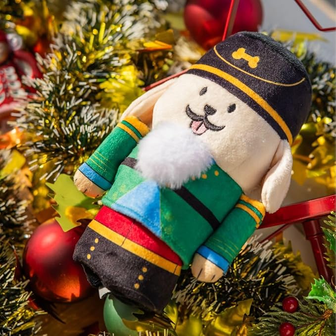 Nutcracker Treat-Dispensing Soft Plush Squeaky Pet Toy - Christmas/X’Mas Festive Enrichment Gift, Durable Cute&Fun Toy for Interactive Play,Hide Food for Nose-Work Puzzle, Small Medium Dogs-Mewly Pet
