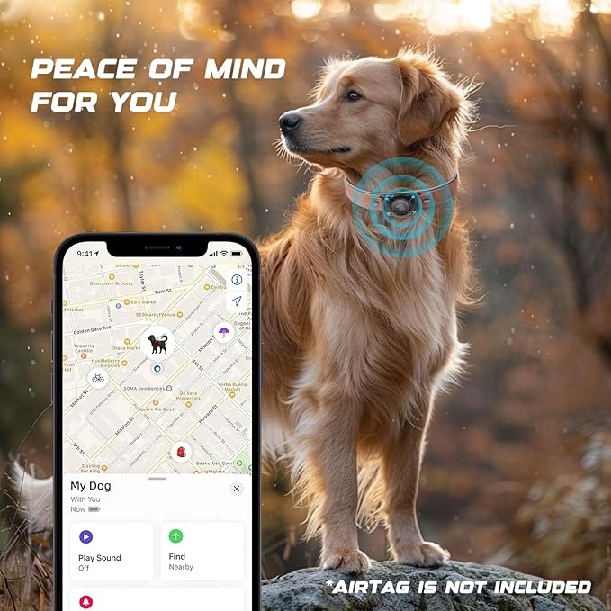 AirTag Dog Collar - Leather Dog Collar with Air Tag Holder | IPX8 Waterproof, Reflective, High - End, Adjustable Soft Padded | Dog GPS Tracker Collars Fit for Medium Large Dogs (Mahogany Brown, M)-Mewly Pet