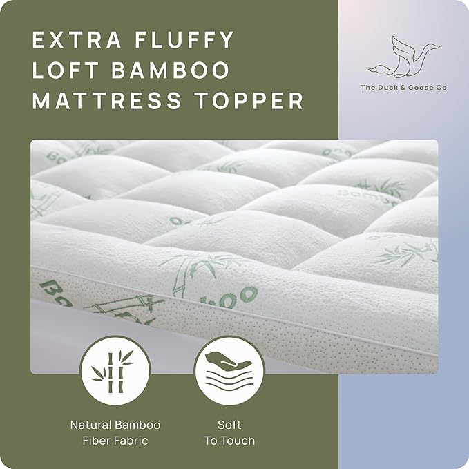 Cooling Mattress Topper - California King Size | Plush Pad Mattress Topper for Back Pain Relief, 8-21" Deep Pocket | Viscose Made from Bamboo Pillow Top | Bedroom Essentials