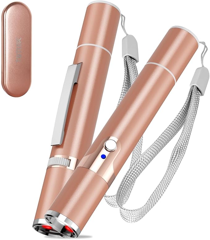 TBTeek Cat Toys for Indoor Cats, 2 Pieces, Rechargeable, 7 Adjustable Patterns, Interactive Kitten Pet Dog Red Dot Chase Light Toy for Cats Fun Playing Exercise(Rose Gold)-Mewly Pet