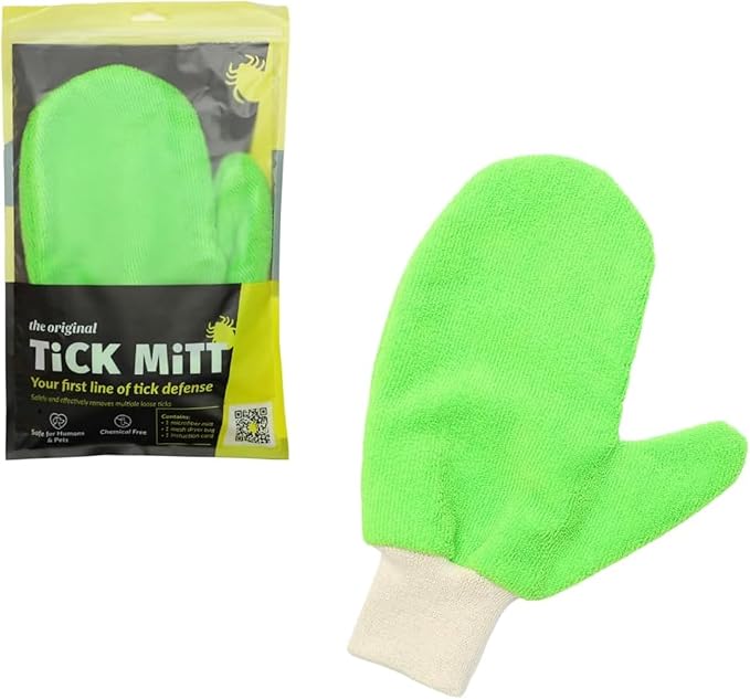 Green Tick Removal Glove: Gently Remove Ticks from Humans & Pets - Chemical-Free, Durable, Portable, Easy to Use Tick Management Tool for Outdoor Adventures & Everyday Use-Mewly Pet