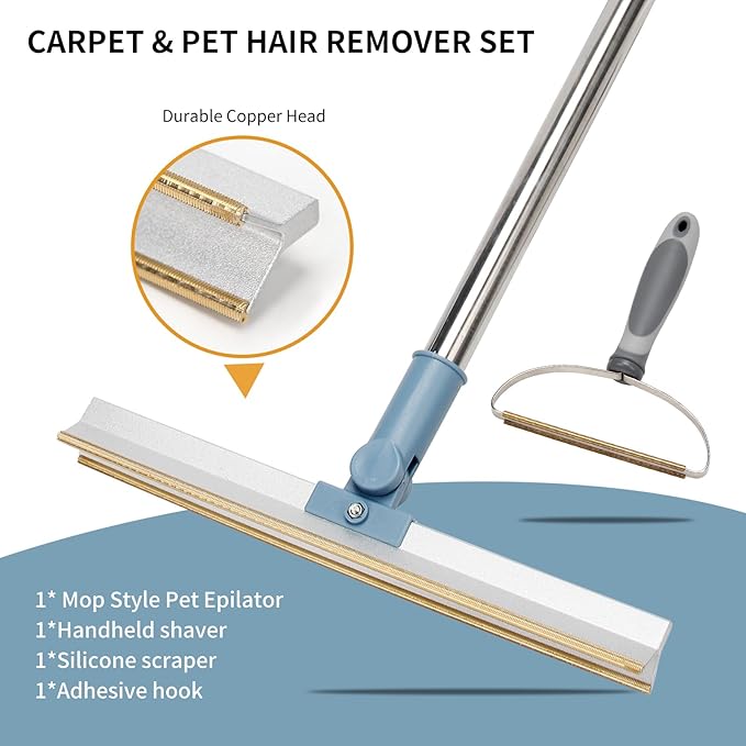 Pet Hair Remover, Dog Cat Hair Remover, Portable Carpet Scraper, Fuzz Rollers Hairball Shaver Brush for Carpets, Car Mat, Couch, Pet Bed, Furniture-Mewly Pet