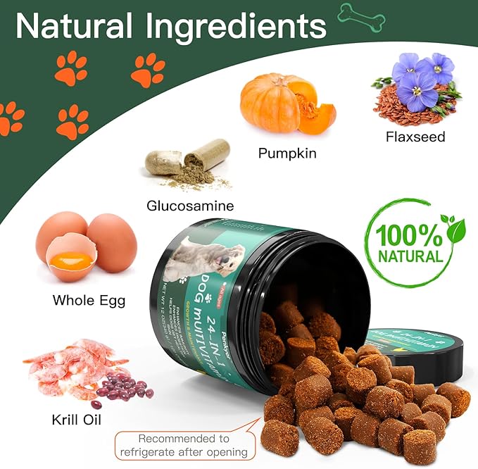 Dog Vitamins and Supplements, Senior & Puppy Multivitamin for Dogs Support with Glucosamine Chondroitin Omega Probiotics - Dog Multivitamins Chewable for Hip & Joint, Skin, Immune - (Pumpkin 120 Ct)-Mewly Pet