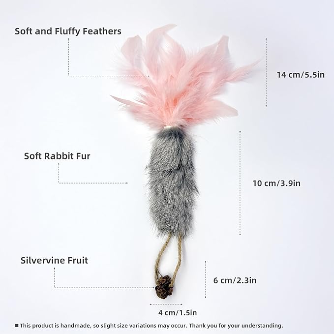 3 Pack Rabbit Fur Catnip Toys with Feathers – Interactive Carrot Cat Toys with Galls Fruit for Indoor Cats and Kittens-Mewly Pet