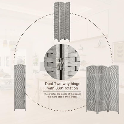 Rose Home Fashion 6 ft Tall Room Divider, Room Dividers and Folding Privacy Screens, 15.7in Privacy Screen 3 Panel Partition Temporary Wall Separation for Private, Stone Grey