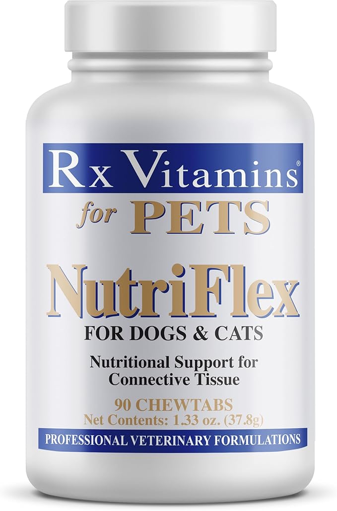 Rx Vitamins NutriFlex for Cats & Dogs - Glucosamine for Dogs Hip and Joint Supplement - with Bovine Collagen and Chondroitin - Joint Pain Relief & Anti Inflammatory for Dogs - Beef Liver (90 chews)-Mewly Pet