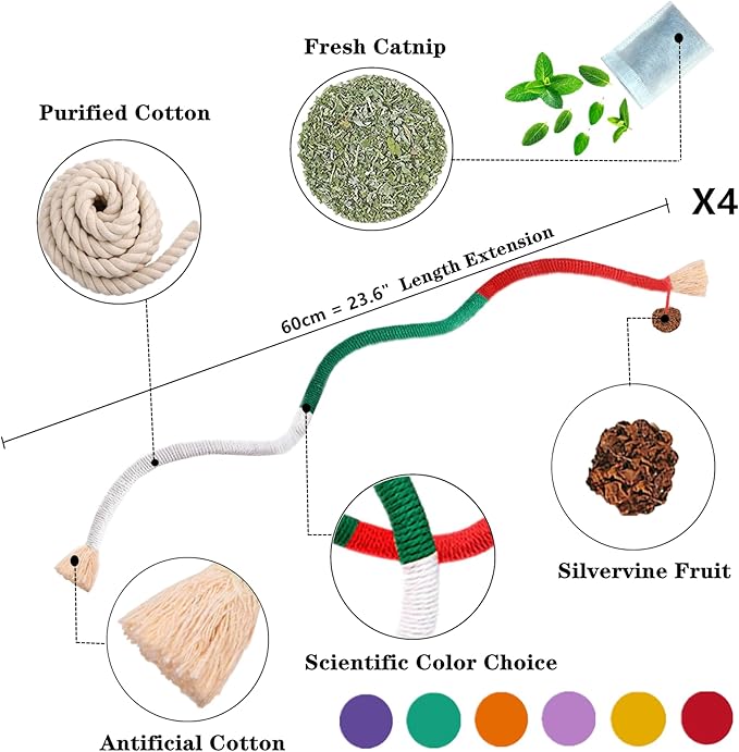 Cat Toys 21PCS Catnip Toy for Indoor Kitten Treat Cats Chew Stick for Dental Cleaning Teeth Kitten Silvervine Rope Kitty Feather Snack for for Kick Molar Scratch Self Play Interactive Boredom-Mewly Pet