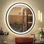 LED Sensor Mirror, Round Human Body Induction, Black Framed Vanity Mirror, Illuminated Dimmable Anti Fog IP44 Waterproof Wall Mounted Mirror (24" L x 24" W)