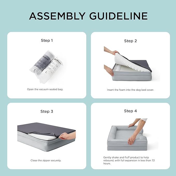 Bedsure Orthopedic Dog Beds for Small Dogs - Washable Small Dog Cat Bed Waterproof, Comfort Pet Couch Sofa with Washable Removable Cover, Pets Bed with Nonskid Bottom, Cooling Grey, 24"-Mewly Pet