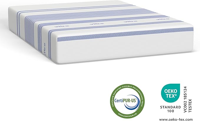Vibe Gel Memory Foam Mattress, Fiberglass Free 8-Inch CertiPUR-US Certified Bed-in-a-Box, Twin XL, White