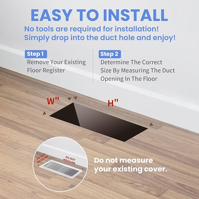 2x10 Inches Heavy Duty Walkable Floor Register - Easy Adjust Air Supply Lever Decorative Floor Vent Covers - Boston Design Vent Covers for Home - Satin Nickel