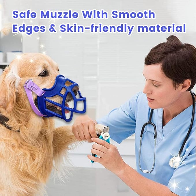 Basket Muzzle Allows Panting Drinking - Anti Biting Chewing, Suitable for Grooming Trimming Training, for Small Medium Large Dogs (Blue, Size 6)-Mewly Pet