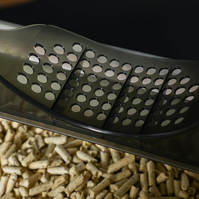 PawHut Hooded Cat Litter Box with Kitty Litter Mat, Kitty Litter Pan with Odor Control, Easy-Clean Pull-Out Drawer, Handle, Scoop, Gray-Mewly Pet