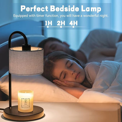 Candle Warmer Lamp with Timer, Dimmable Candle Wax Warmer Electric Candle Lamp for Scented Candles with 2 Bulbs, House Warming Gifts Christmas Gifts for Women Bedroom Home Decor - Gray