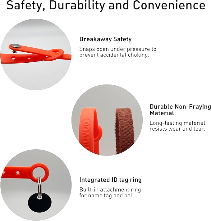 5 Pack Breakaway Cat Collar - Soft, Comfortable, and Lightweight Safety Buckle Collar with ID Tag Ring for Outdoor Cats and Kittens by Nuvuq (6 ⅞" to 10 ¼", Red, Orange, Pink, Blue and Black)-Mewly Pet