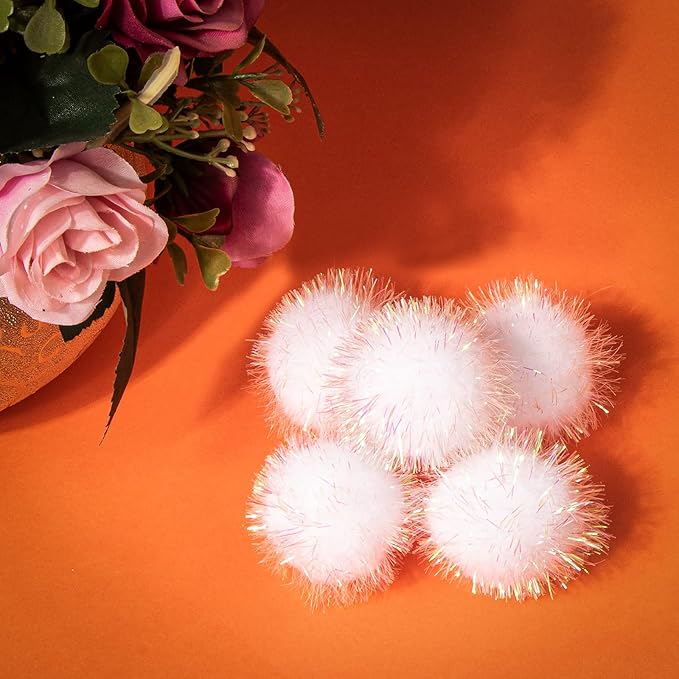 VAPKER 30 Pcs Cat Toys - Sparkle Balls, Extra Large 2 Inch Glitter Balls, White Color-Mewly Pet