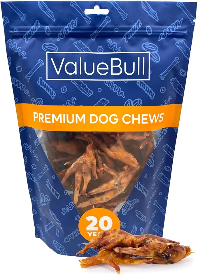 ValueBull Chicken Feet for Dogs, 25 Count - All Natural Dog Chew, Hip and Joint Chew, Single Ingredient Dog Treat-Mewly Pet