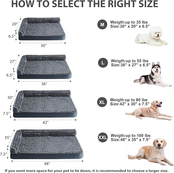 BFPETHOME Orthopedic Dog Beds for Large Dogs-Waterproof Sofa Dog Bed with Removable Washable Cover, Large Pet Bed with Waterproof Lining and Nonskid Bottom, Pet Bed for Dogs-Mewly Pet