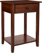 Casual Home Owl Night Stand with USB Port Charging Station and Drawer, 17.5"W x 14.25"D x 24.5"H, Warm Brown