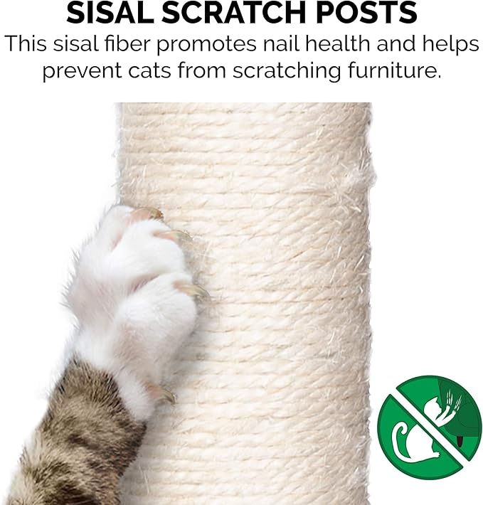 Furhaven 49.5" Tall Cat Tree for Indoor Cats, Ft. Sisal Scratching Posts, Plush Ball Toy, & Busy Box Toy - Tiger Tough Play Stairs Interactive Playground Tower - Cream, One Size-Mewly Pet