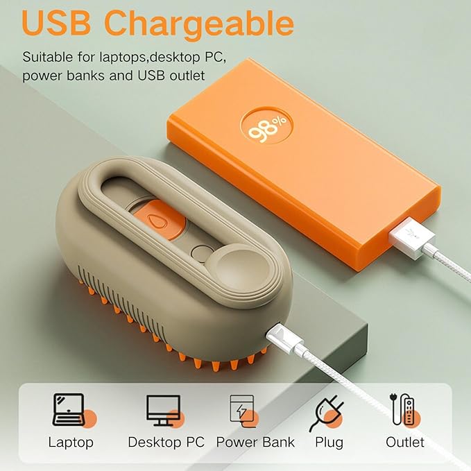 Cat Water Brush for Shedding,Water Comb for Dogs, Water Heat Grooming,3 in 1 Pet Comb For Dog Massaging,Hair Self Cleaning and Removal, Pet Hair Brush Steam For Indoor Cats and Dogs-Mewly Pet