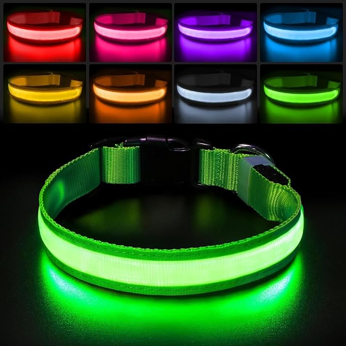 PcEoTllar Light up Dog Collar for Night Walking - LED Dog Collar Light Rechargeable Color Changing, Glow in The Dark Dog Collars Waterproof Glowing Dog Collars for Large Small Medium Dogs-Mewly Pet