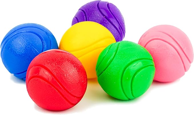 SuperFetch Dog Balls 1.5 Inch - Squeaky Dog Toys for Small Dogs and Puppies - Rubber Balls for Fetch, Training, Teething, Boredom and Solo Play - 6 Pack-Mewly Pet