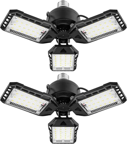 LED Garage Lights - 1 Pack, 80W, 8000LM 6500K Shop Light with 3 Deformable Panels, Basement Barn Light, E26/E27 for Shop, Warehouse, Basement