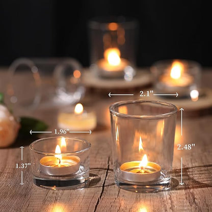 12pcs Assorted Votive Candle Holders, Clear Glass Candle Holder for Floating Candles, Tealight Candle Holder for Table Centerpiece, Wedding and Party Decor