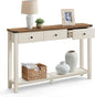 VASAGLE Console Table, Sofa Table, Narrow Entryway Table, Entry Table with 3 Drawers, Open Storage Shelf, Metal Corners, for Living Room, Farmhouse Style, Honey Brown and Rustic White ULNT142WJ02S