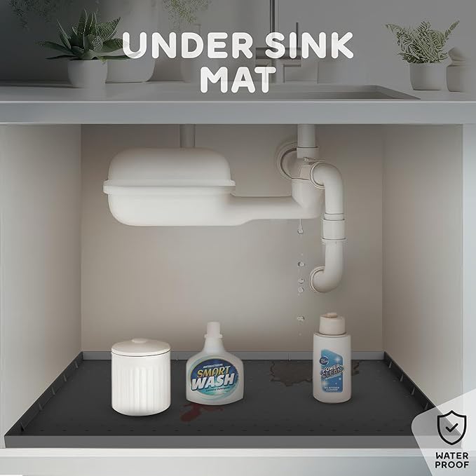 32x24x1” XL Dog Food Mat - All Purpose Under Sink Liner, Washer and Dryer Covers for The Top, Silicone Griddle Mat for Blackstone - Raised Edges Dog Mat for Food and Water Prevent Spill, Waterproof-Mewly Pet