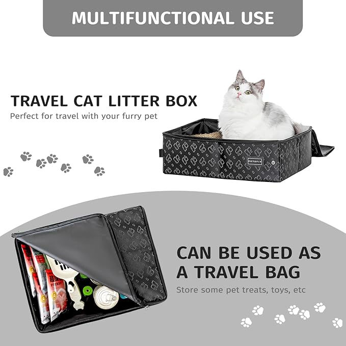 PETSFIT Portable Litter Box - Leak-Proof, Travel Litter Box with Lid, Collapsible Litter Boxes Perfect for Hotel/Lawn/Car Travel-Mewly Pet